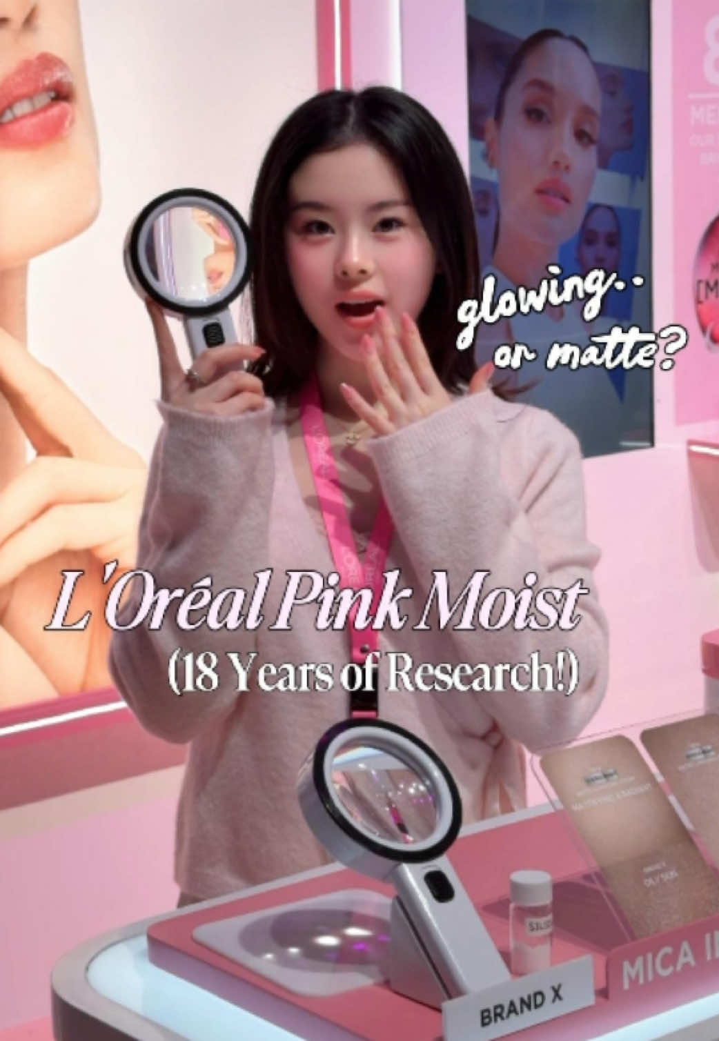 TikTok post by @clariceecutie for L’Oréal Paris Indonesia. Caption reads: Best moisturizer✨, L’Oréal Glycolic Bright Matte....
