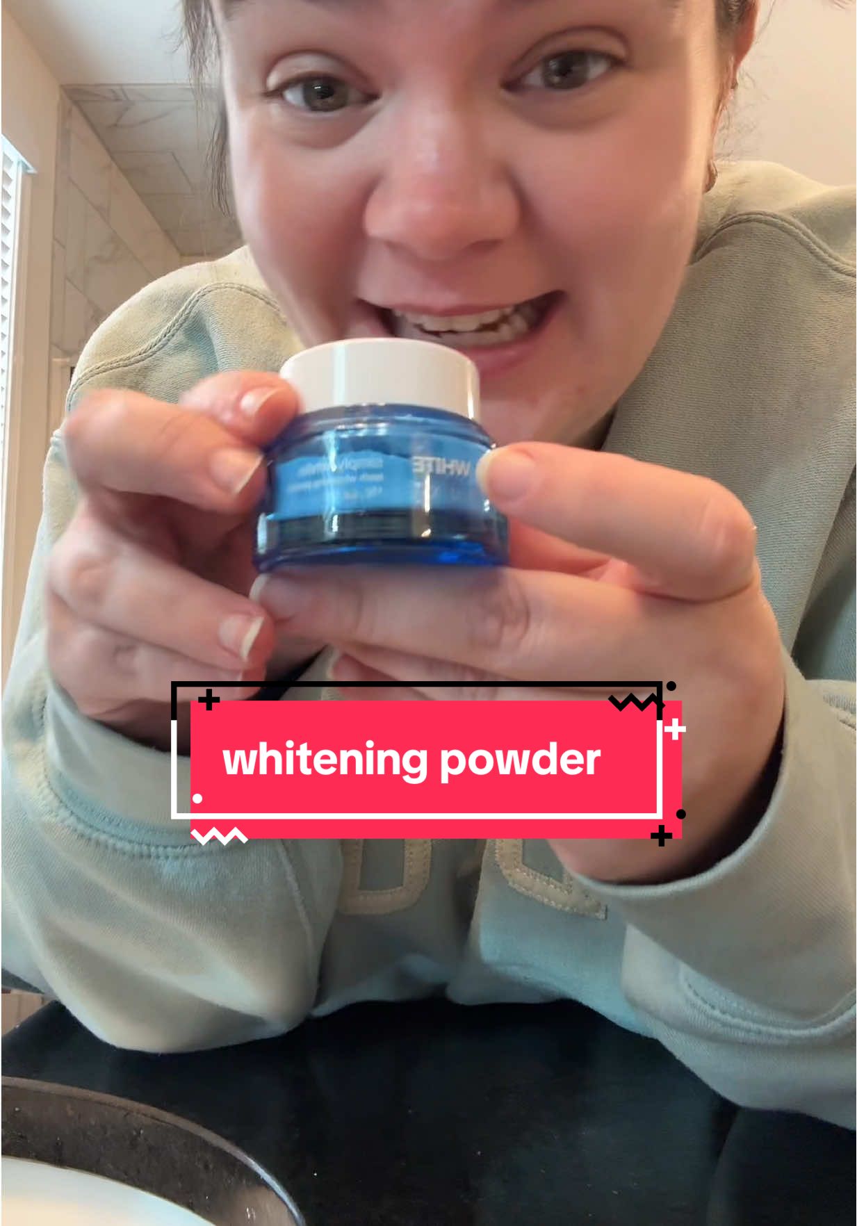 TikTok post by @ashleyashbaugh11 for PurelyWHITE Deluxe. Caption reads: [...] #whitening #whitening powder....