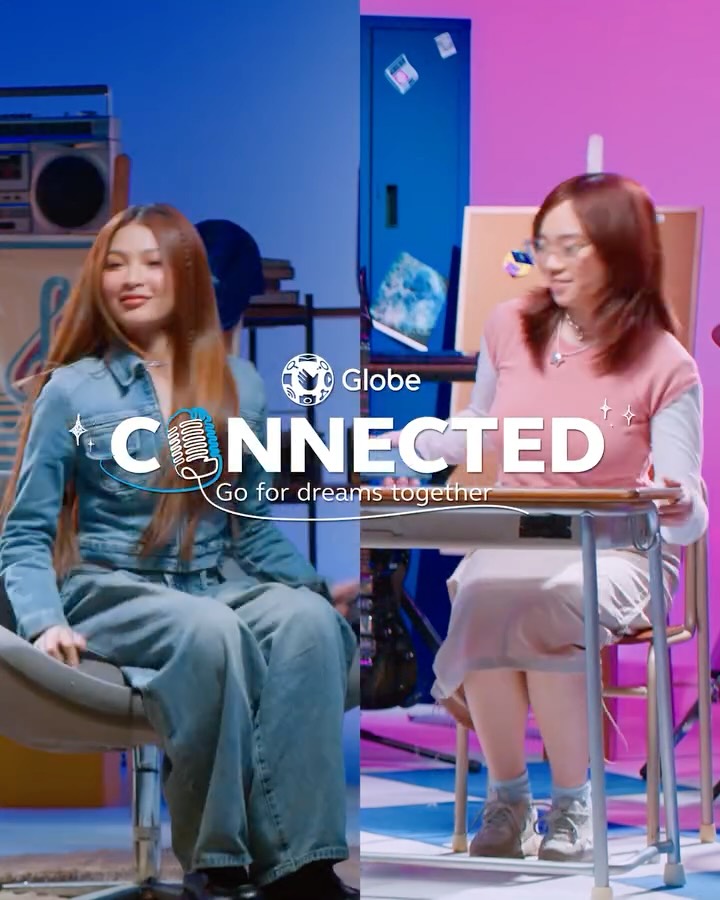 Instagram post by @bini_ph for Globe Telecom. Caption reads: Can @bini_colet guess student @juliacosco dream?....