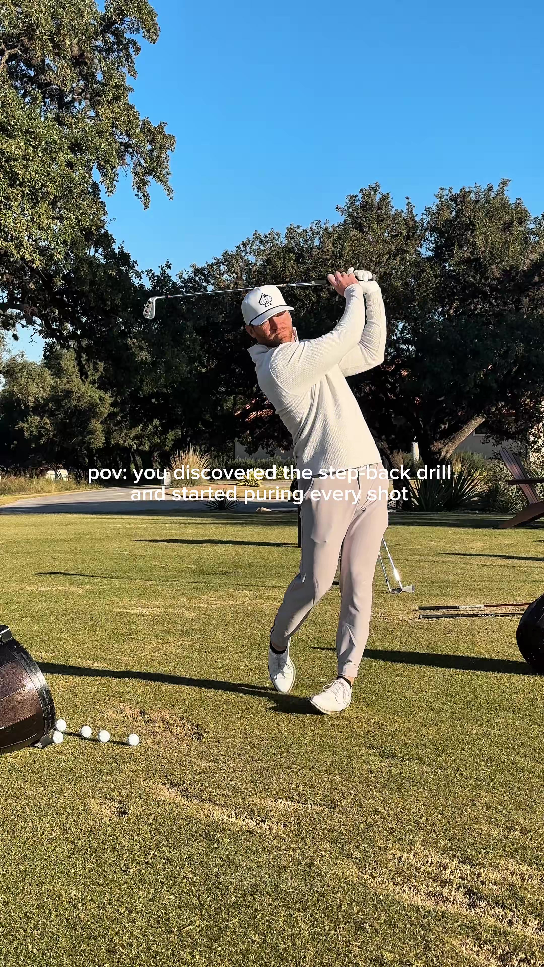 TikTok post by @skygolf7 for Pins And Aces. Caption reads: No lie I may start playing actual rounds like....