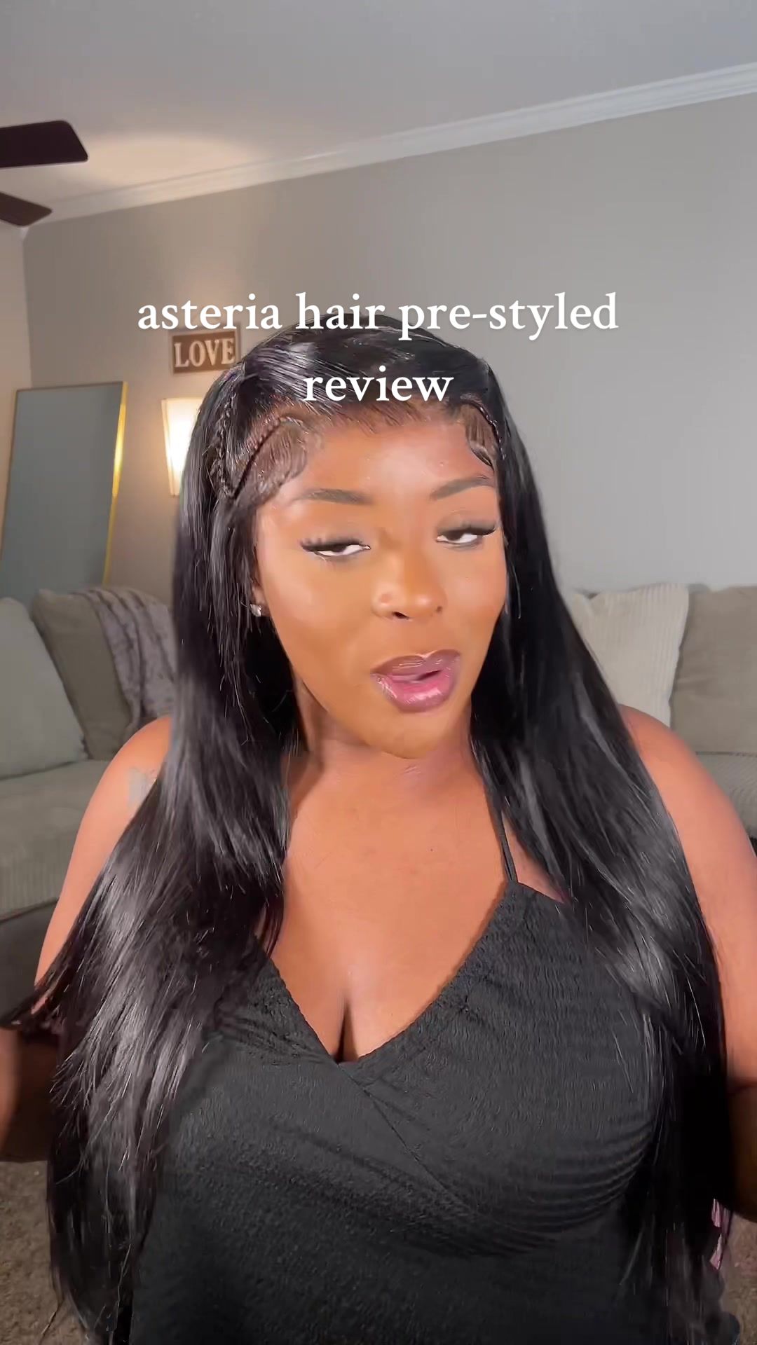 TikTok post by @janaedanyiel for Asteria Hair. Caption reads: [...] the lace, the quality?! top tier! 😍....