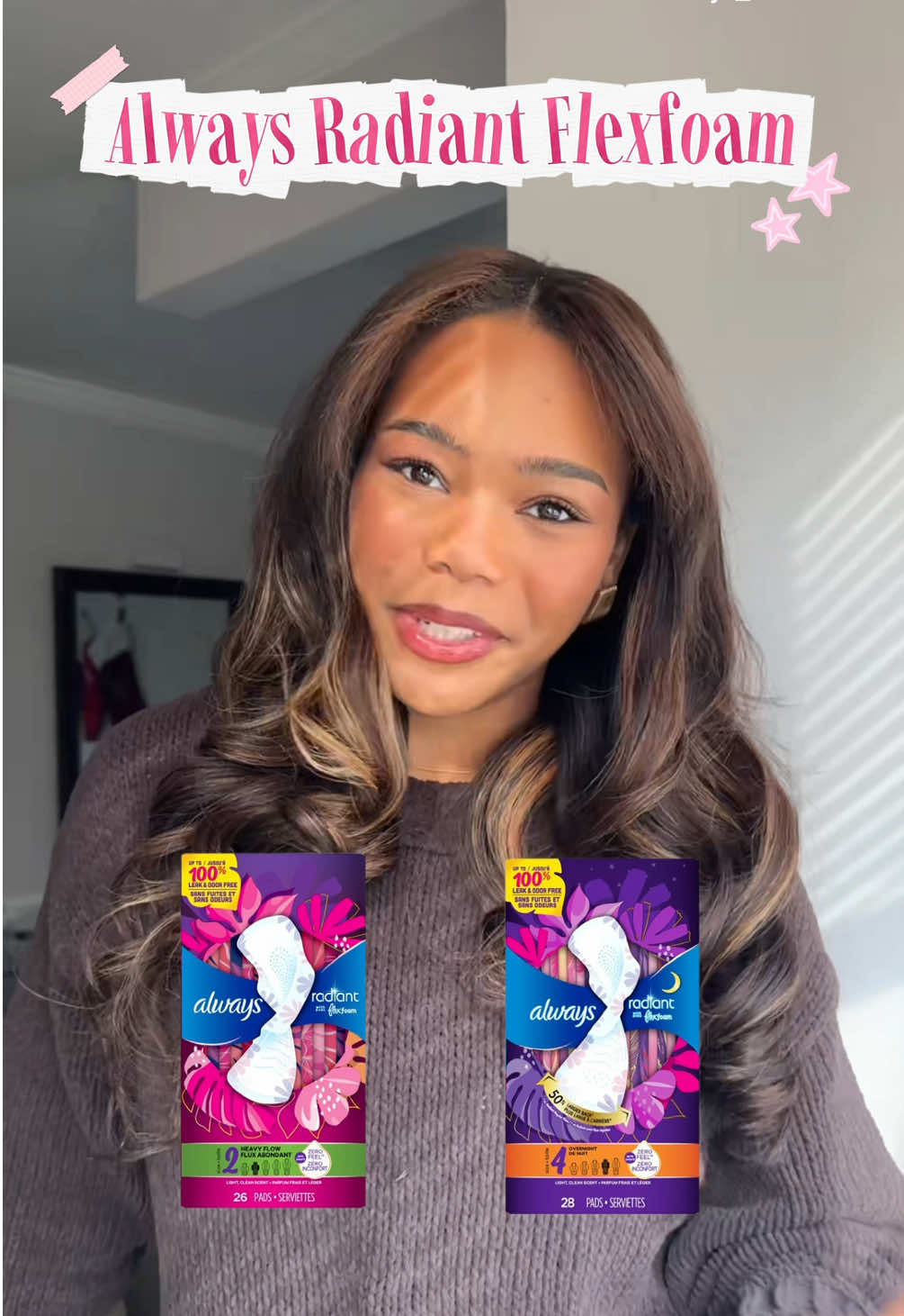 TikTok post by @nyjahharris for Always. Caption reads: #Always_Ad @Always Periods are a part of life,....