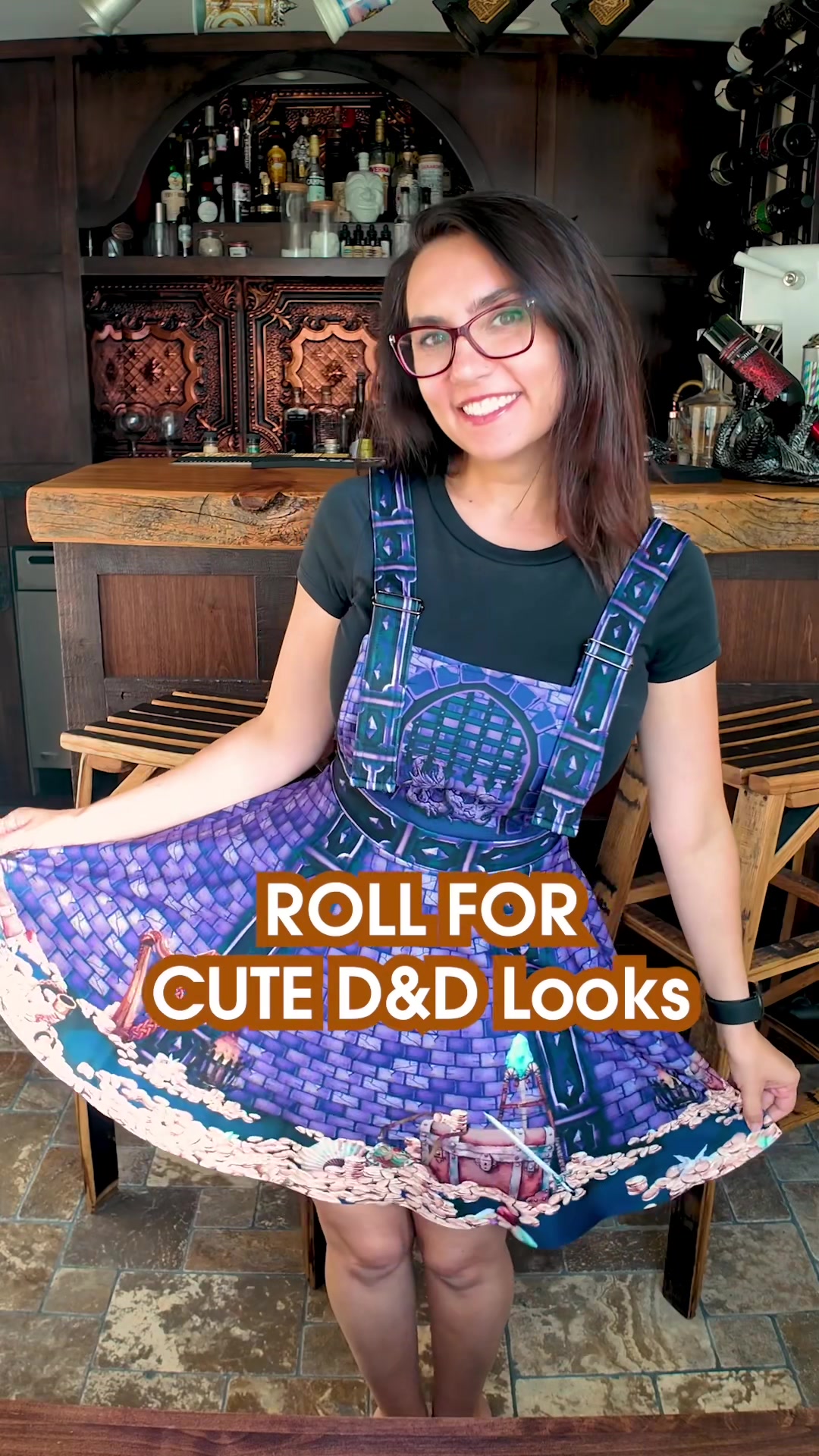 TikTok post by @thatgrltrish for Blackmilk Clothing. Caption reads: [...] #dnd overalls crack me up! TY @BlackMilk....