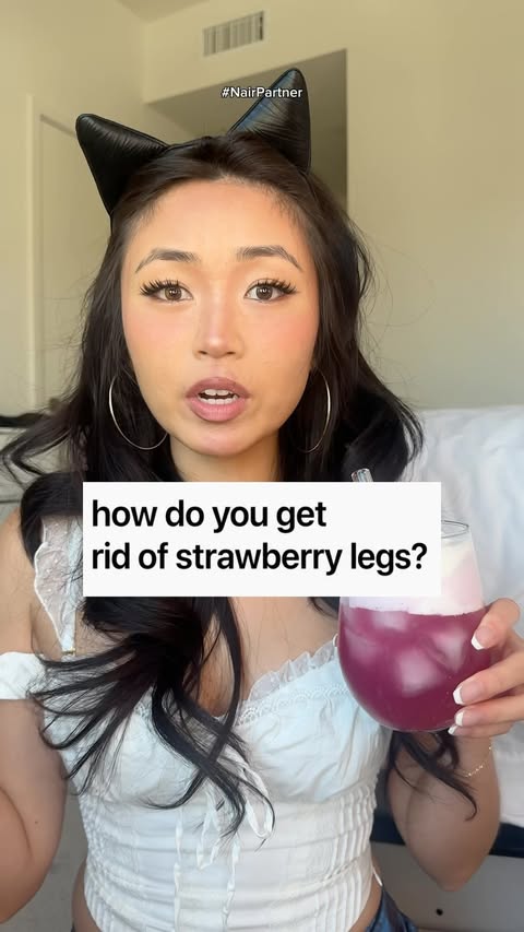 Instagram post by @charlizeechiu for Nair. Caption reads: [...] to help to stop getting strawberry legs....