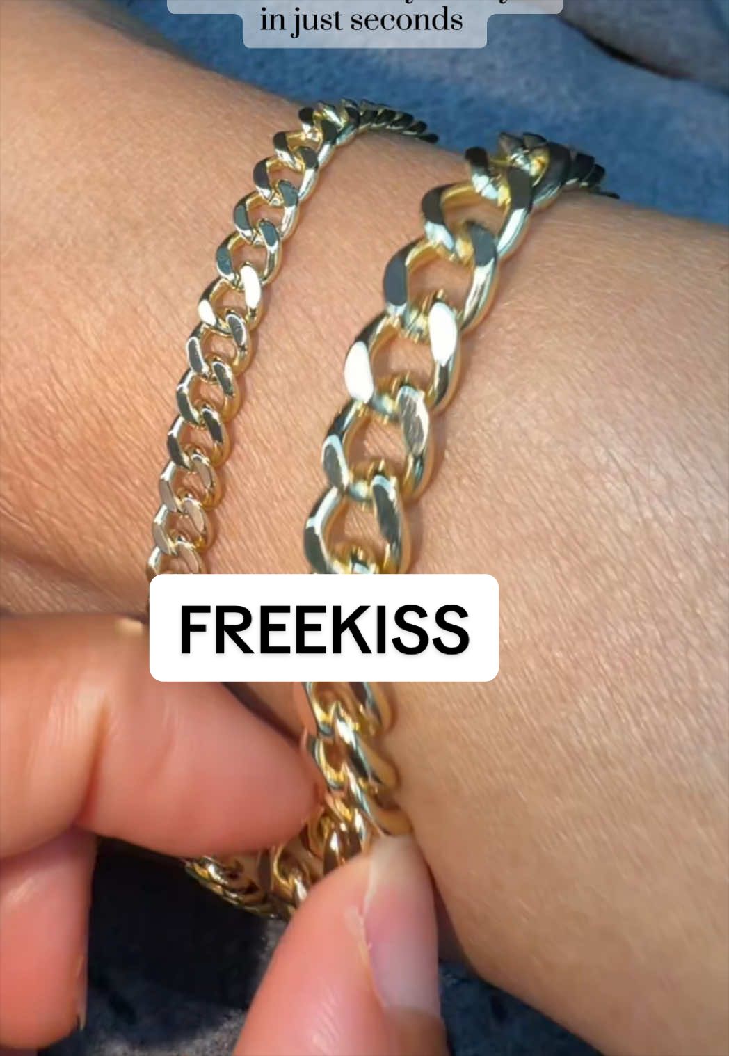 TikTok post by an influencer for Freekiss. Caption reads: [...] #fashioncontent #ankles #freekissjewelry....