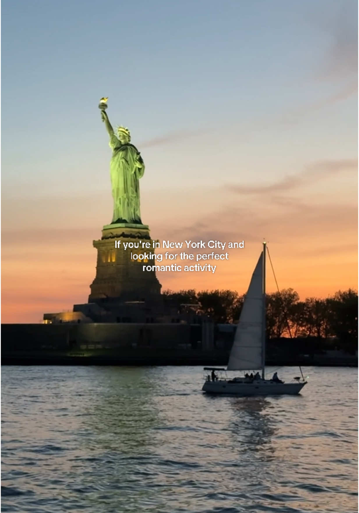 TikTok post by @elizabethfow for GetYourGuide. Caption reads: Fun things to do in NYC: @GetYourGuide sailing and....