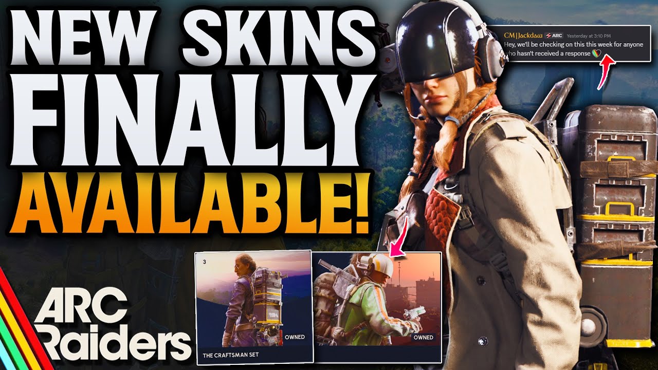 YouTube post by @cloudplays for Instant Gaming. Caption reads: ARC Raiders New Skins! No Patch Update & Dev News!.