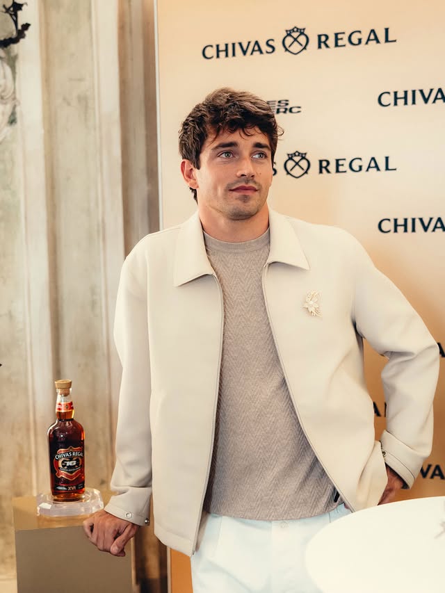 Instagram post by @charles_leclerc for Chivas Regal. Caption reads: [...] to finally unveil the board game the Chivas....