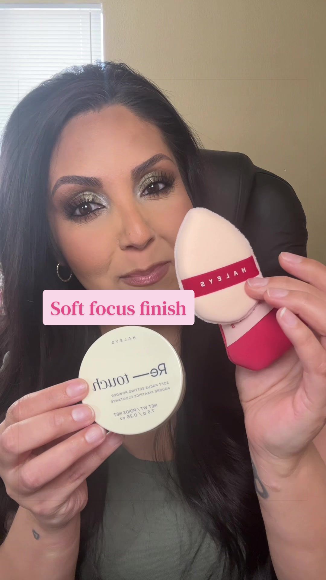 TikTok post by @memrymakeuptherapy for HALEYS. Caption reads: [...] my skin that soft, filtered look 🤍 @HALEYS....
