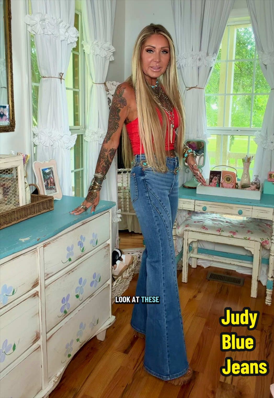 TikTok post by @nattymctatty1981 for Freckled Poppy. Caption reads: [...] #widelegjeans #DealsForYouDays @Freckled....