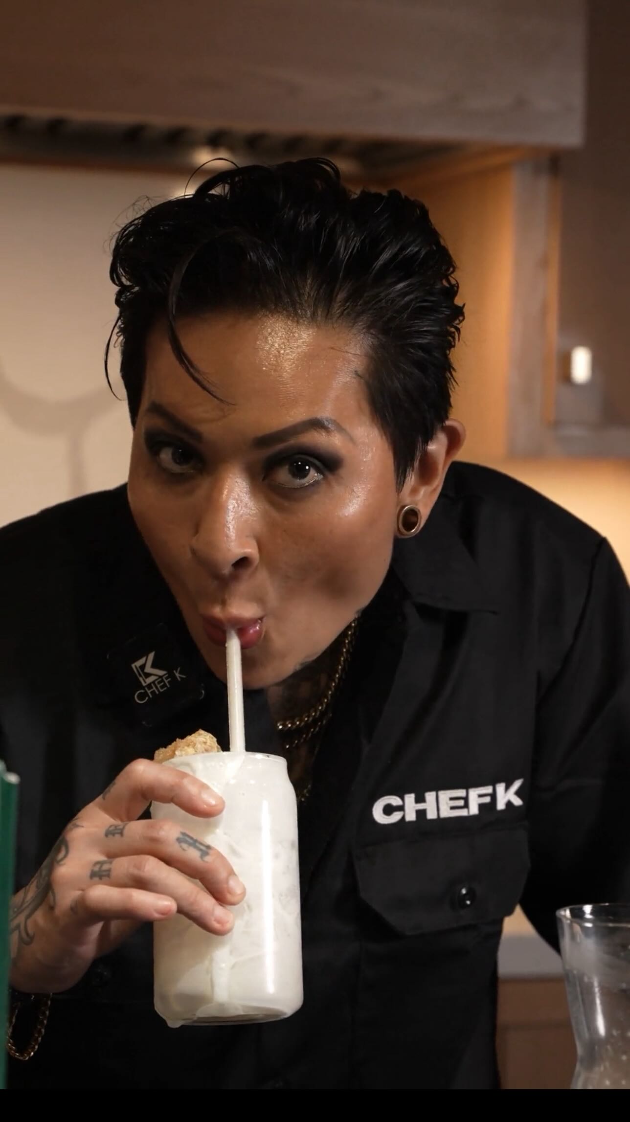 Instagram post by @chefkla for Elmhurst 1925. Caption reads: CHEF K Costco haul 😌 clean, simple-ingredient....