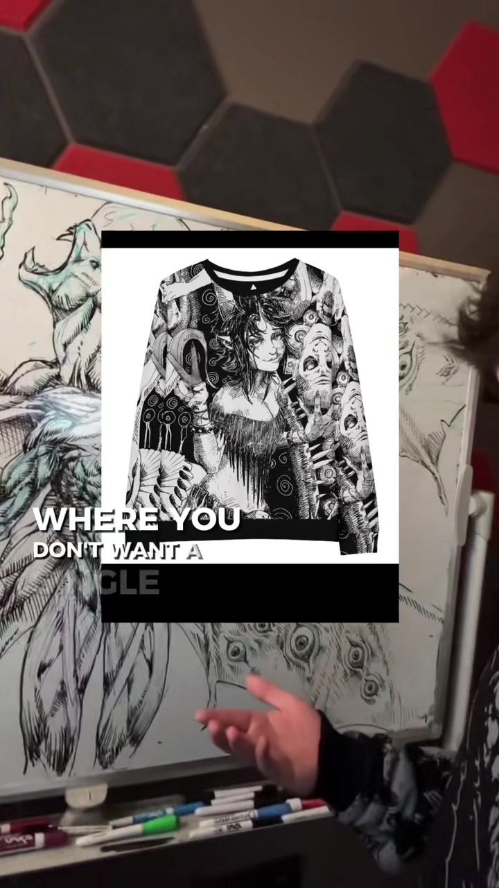 TikTok post by @criminal__acttv for Printful. Caption reads: Check out @Printful for their all over, and dtfex....