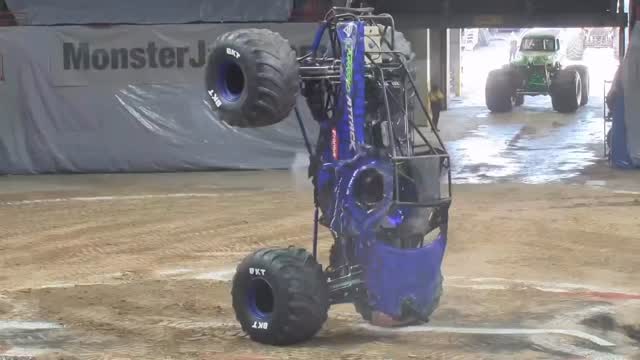 Instagram post by @timhall_jr for Monster Jam. Caption reads: Another 2-wheel skills challenge win for....