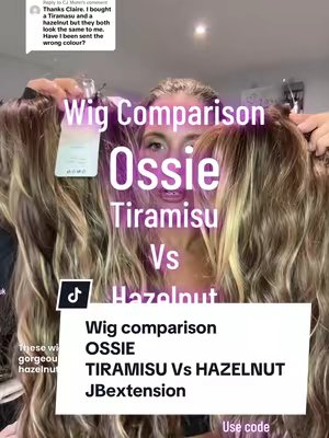 TikTok post by @claireossie for JBSelect4U. Caption reads: Replying to @CJ Munn Wig comparison- tiramisu Vs....