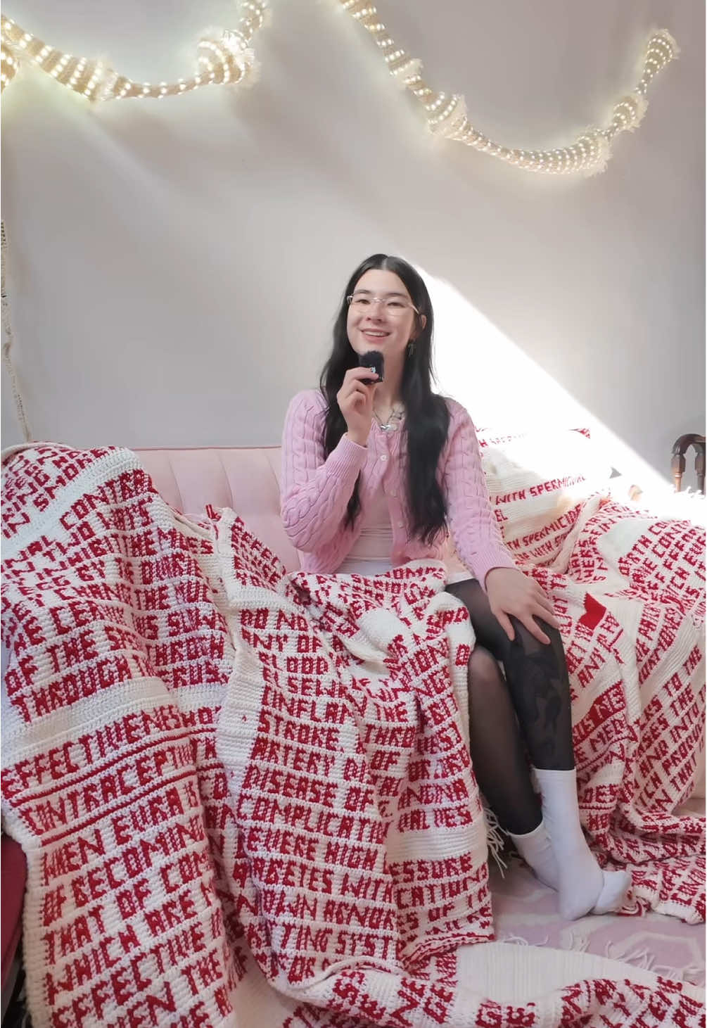 TikTok post by @alexandriamasse for Knit Picks. Caption reads: part 11 of crocheting my birth control information....