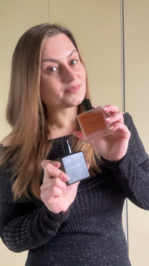 Instagram post by @alina.ioa for DIME Beauty. Caption reads: [...] ✨

𝑽𝒐𝒊𝒓 𝑳𝒆 𝑩𝒐𝒏 di @dimebeautyco è....