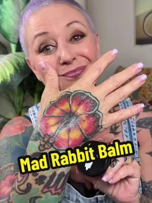 TikTok post by @grayhairandtattoos for Mad Rabbit. Caption reads: Permanent Expensive Stickers @Mad Rabbit Dull....