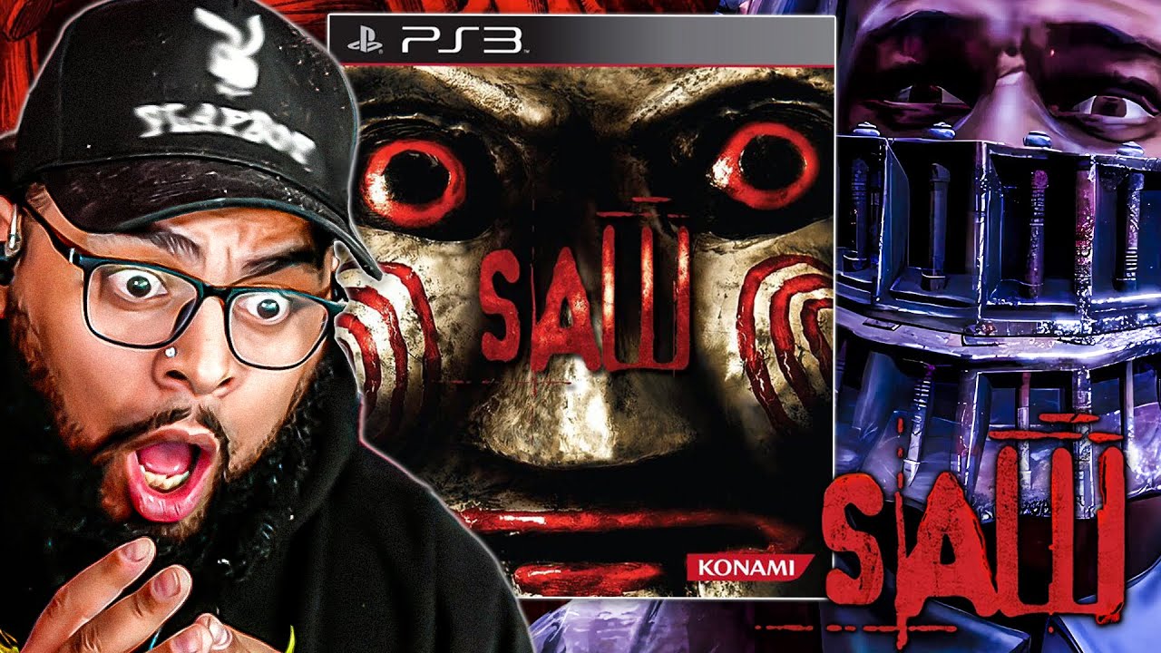 YouTube post by @3MGTV for Next Level Racing. Caption reads: I Played Saw The Movie Game And Its Actually GOOD!.