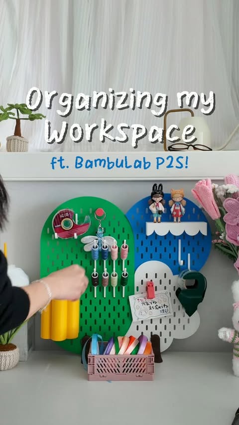 Instagram post by @madewithapril for Bambu Lab. Caption reads: [...] I feel so productive now 🤭🩷....