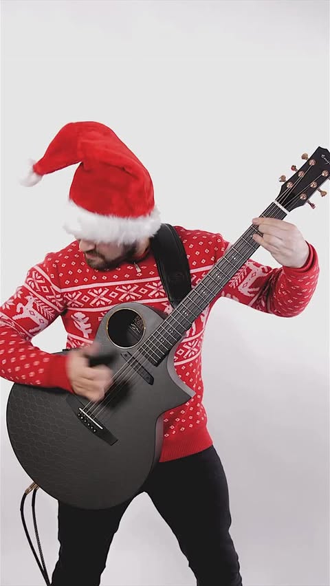 Instagram post by @lucastricagnoli for ENYA MUSIC. Caption reads: [...] my new BLACK HOLE signature guitar by....