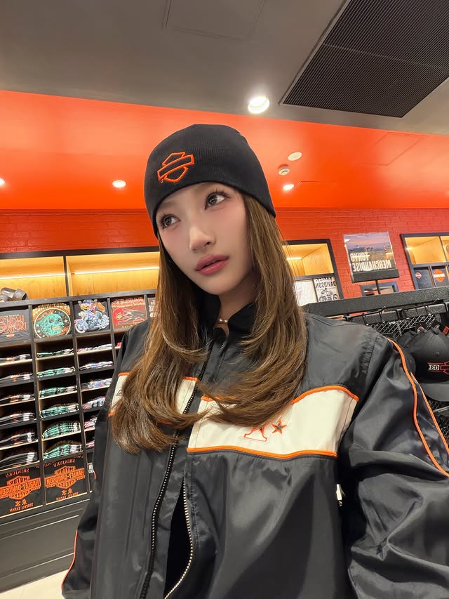 Instagram post by @girls2_yoka_official for Harley-Davidson. Caption reads: [...] vibe, start to finish. 🖤🏍️ ⁡....