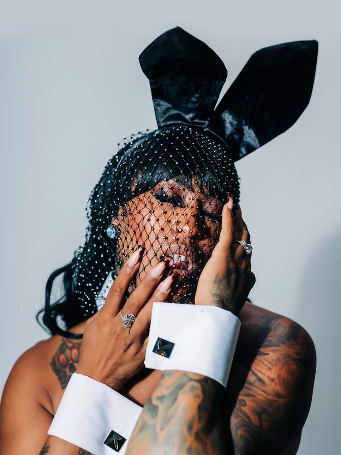 Instagram post by @therockabillybarbie for Playboy. Caption reads: Someone tell @playboy they forgot to tell me Happy....