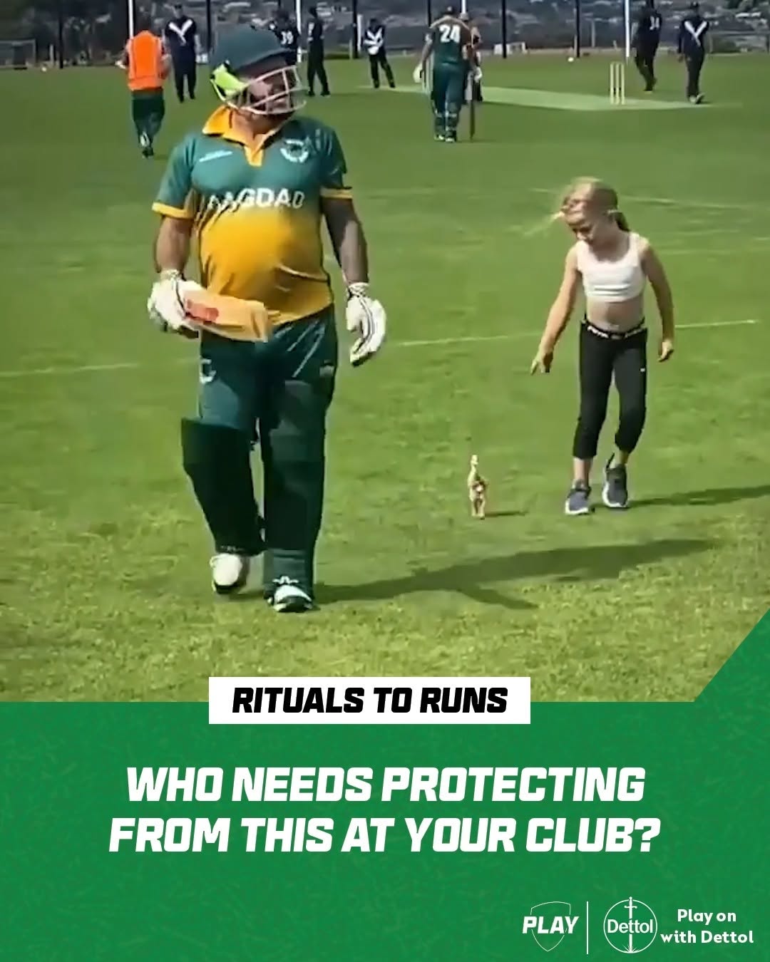 Instagram post by @playcricketau for Dettol India. Caption reads: Who's going duck hunting this weekend?

@dettol_au....