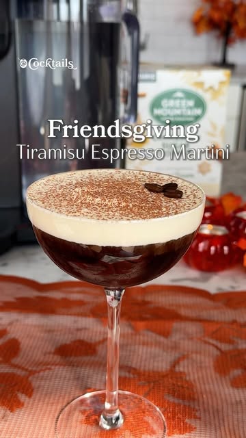 Instagram post by @cocktails for Keurig. Caption reads: #ad Had me at tiramisu. Tag your Friendsgiving....
