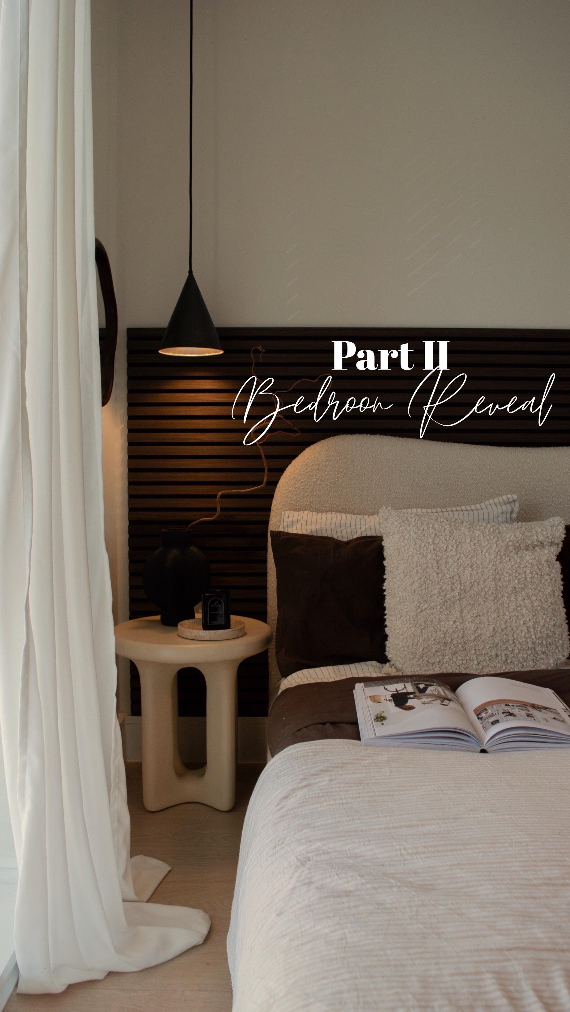 Instagram post by @our_japandi_home for The Wood Veneer Hub. Caption reads: [...] Smoked Oak Acoustic Wall Panels by....