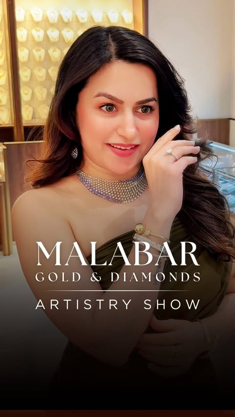 Instagram post by @priyanshatuli_ for Malabar Gold and Diamonds. Caption reads: For the first time in Melbourne, the Malabar Gold....