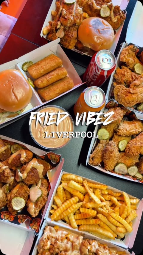 Instagram post by @anne.and.percy for Eros Influencer Marketing. Caption reads: Fried Vibez has landed in Liverpool! 🍗 This is....