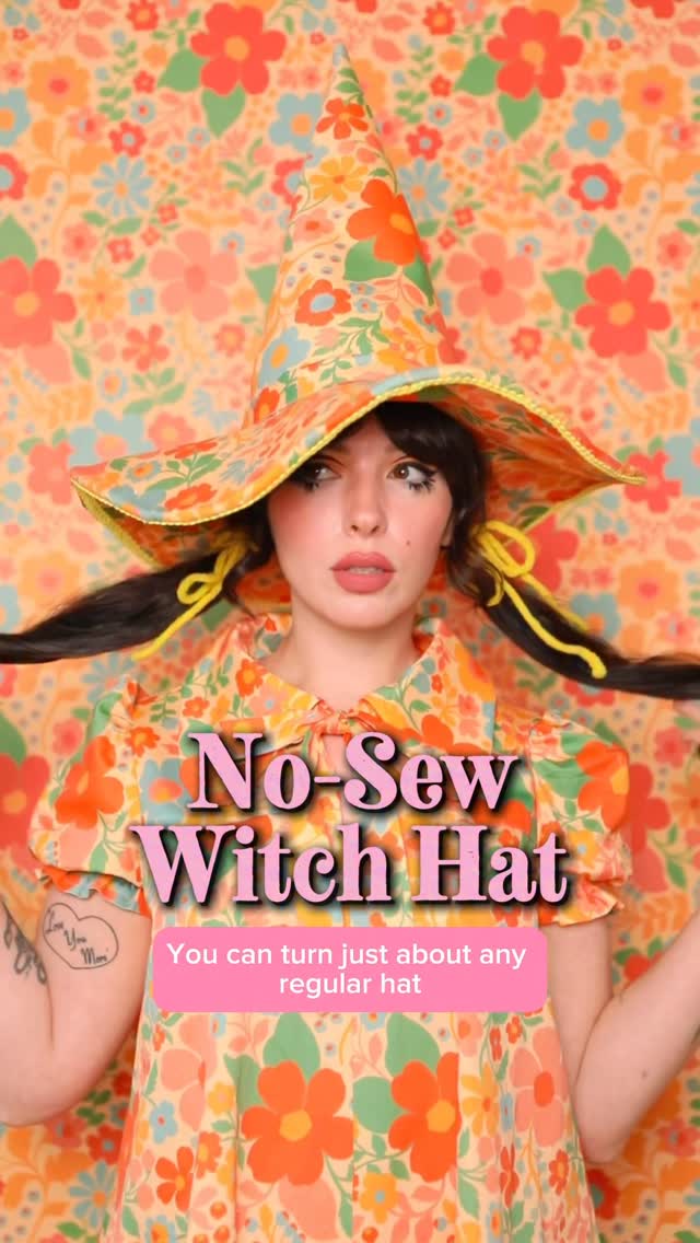 Instagram post by @keikolynn for Spoonflower. Caption reads: No-Sew Witch Hat tutorial: as promised, I’m....
