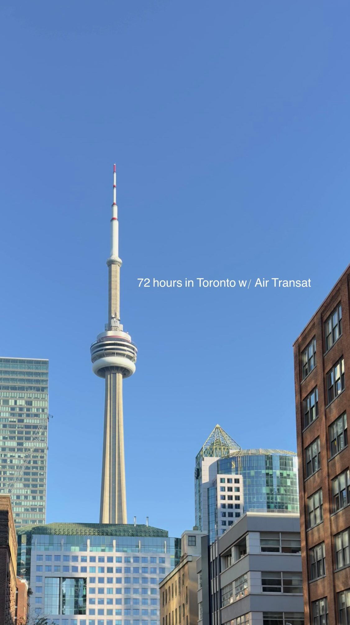 Instagram post by @theeverydayman for Air Transat. Caption reads: Come and fly from Glasgow to Toronto with me with....