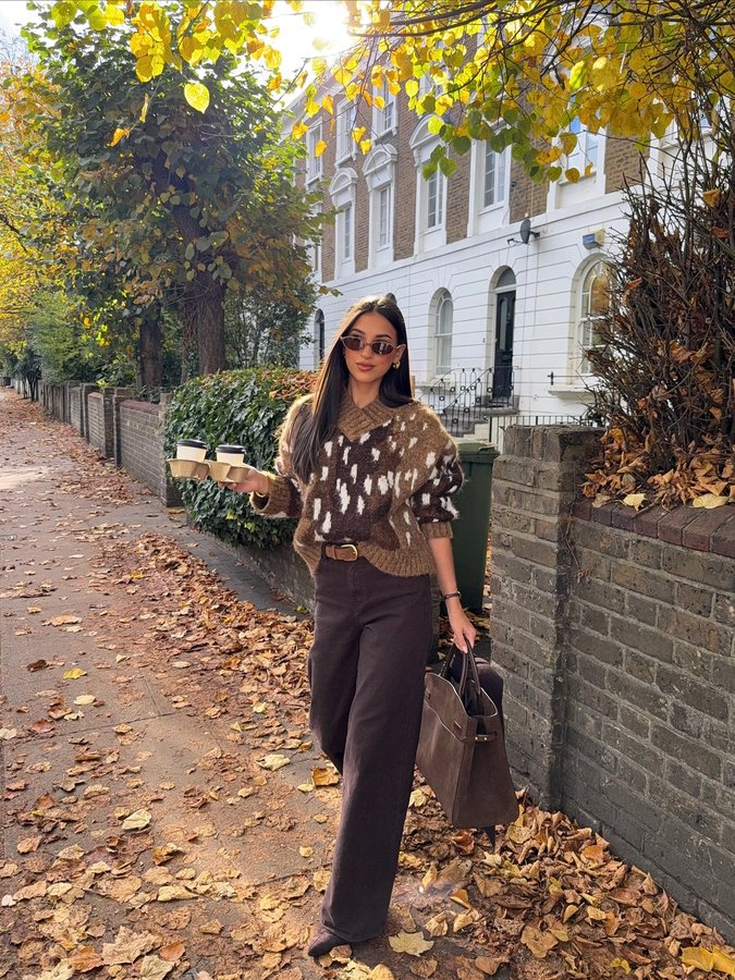 Instagram post by @yasminbright for Abbott Lyon. Caption reads: autumn walks🦌🤎 
wearing @abbottlyon jewellery....