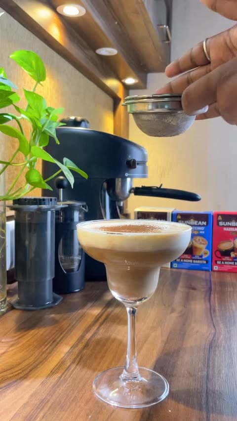 Instagram post by @jeet_brews for Sunbean Coffee. Caption reads: [...] - A soft dusting of cacao powder (Sunbean....