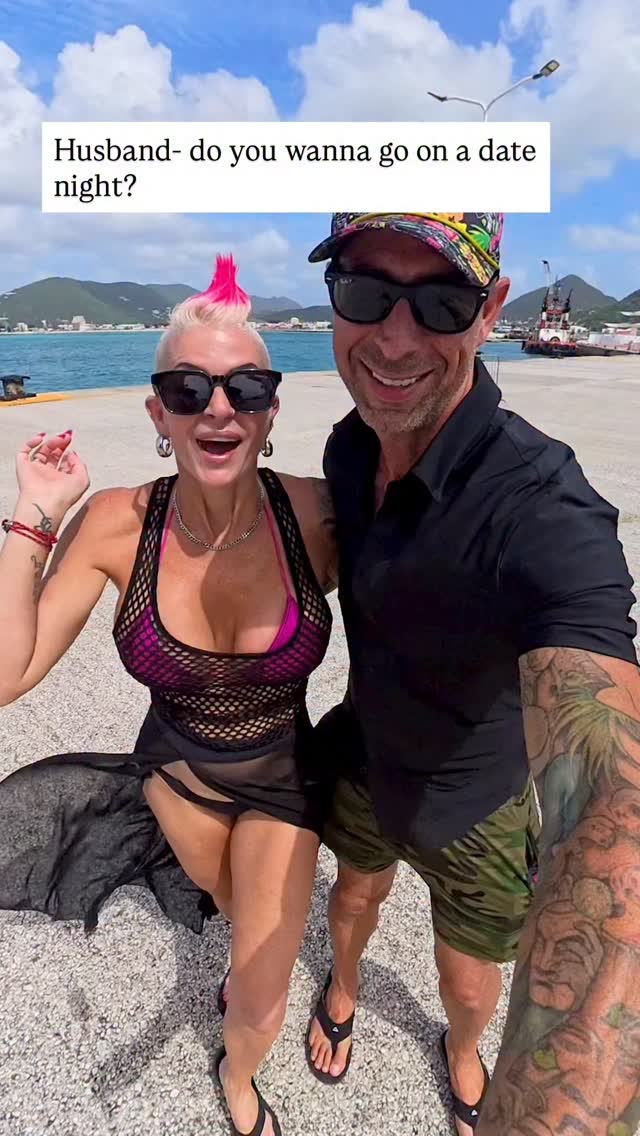 Instagram post by @trynsomethingnew for Virgin Voyages. Caption reads: Now this is what I mean when I say DATE NIGHT!!....