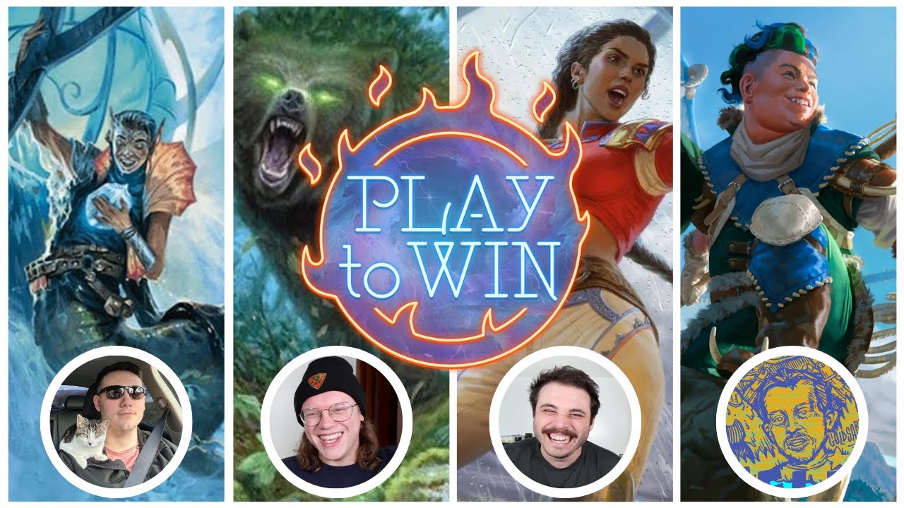 YouTube post by @PlaytoWinMTG for Dragon Shield. Caption reads: LONIS vs LUMRA vs SISAY vs KINNAN - Mr. GROOMPY....