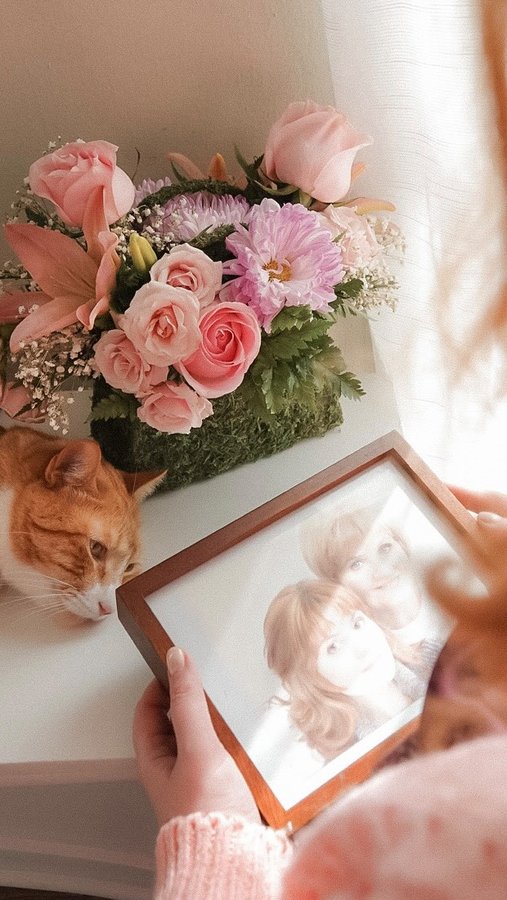 Instagram post by @kate_romanoff for 1800Flowers. Caption reads: To the woman who gave me everything — even from....