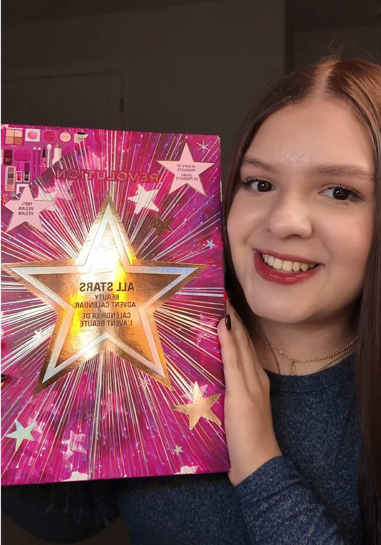 TikTok post by @byadrimolero for Makeup Revolution. Caption reads: Abriendo calendario de adviento de @Makeup....