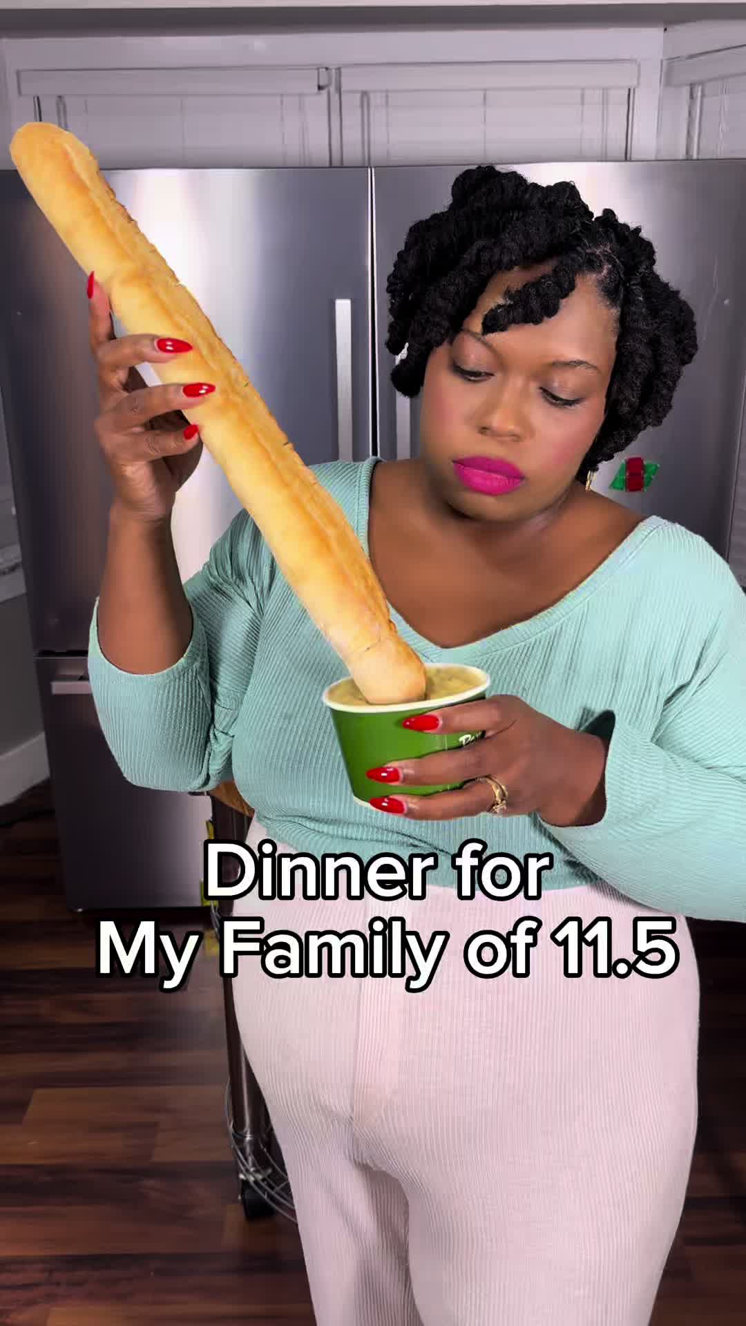 TikTok post by @raisingcades10 for Panera Bread. Caption reads: Dinner for My Family of 11.5 (minus 2, because ya....
