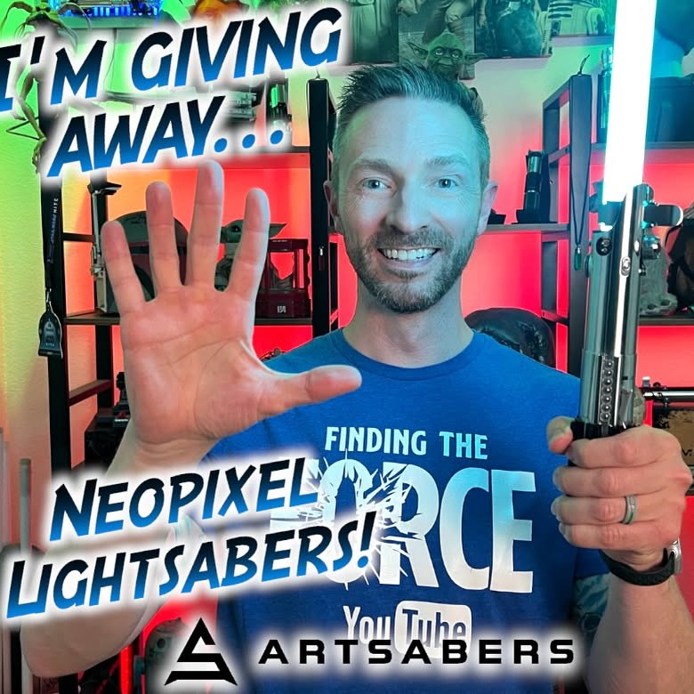 Instagram post by @finding_the_force_ig for ArtSabers. Caption reads: [...] my 200K Subscriber Milestone... @artsabers....