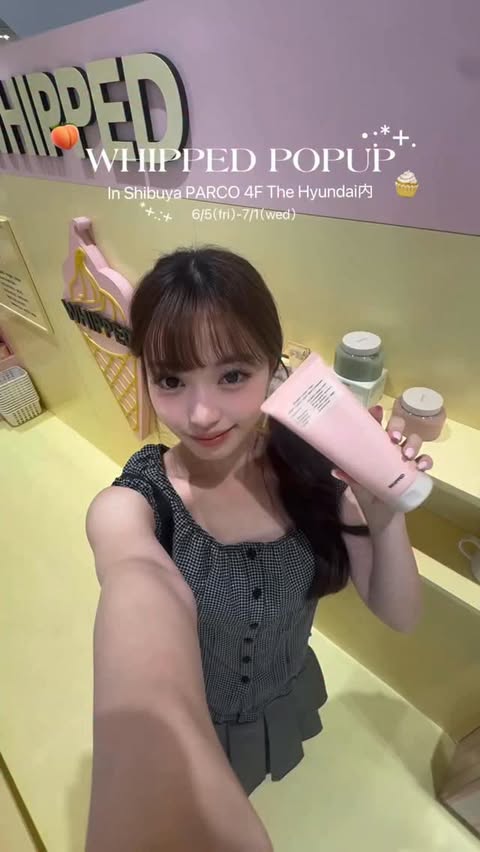 Instagram post by @pink_yuriiii for Whipped. Caption reads: WHIPPED POPUPが6/5（金）～7/1（水）渋谷PARCO4階 The [...].