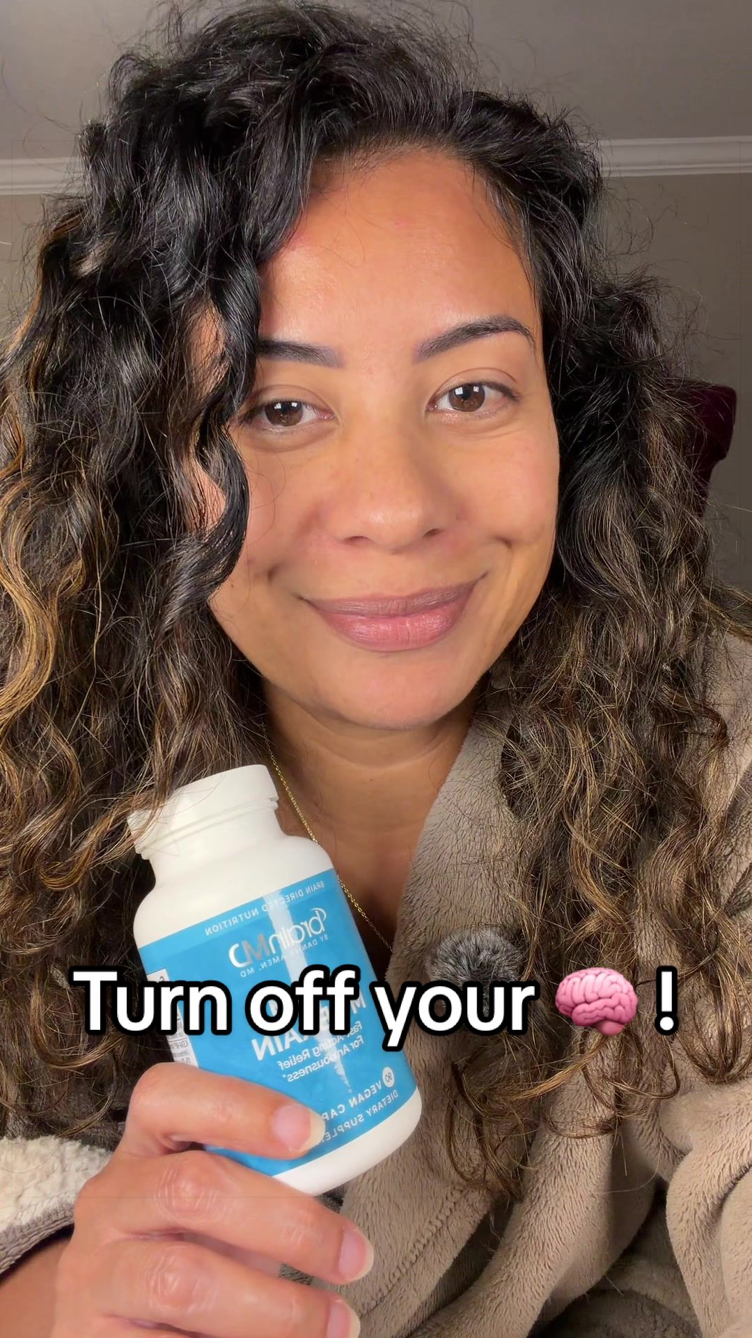 TikTok post by @reedeecee for BrainMD. Caption reads: [...] how I wind down lately. Linked below.....