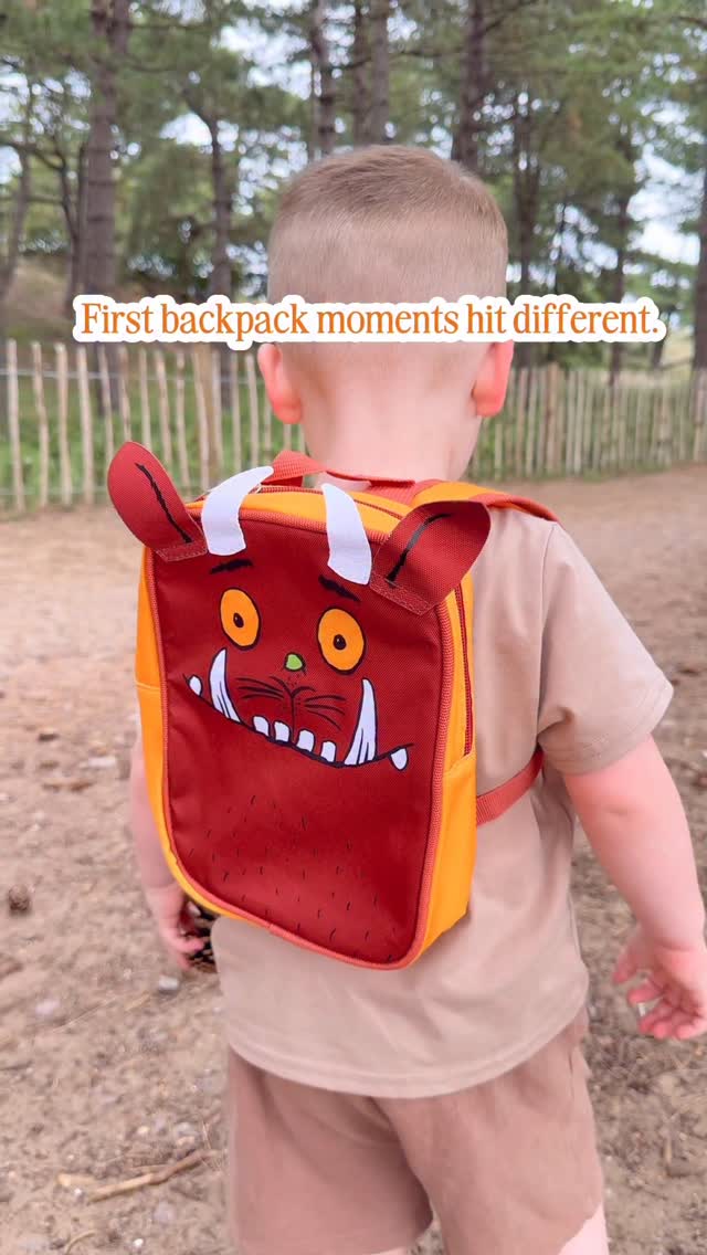 Instagram post by @the_sen_and_prem_mum for Micro Scooters UK. Caption reads: Hugo’s first ever backpack and of course, it had....