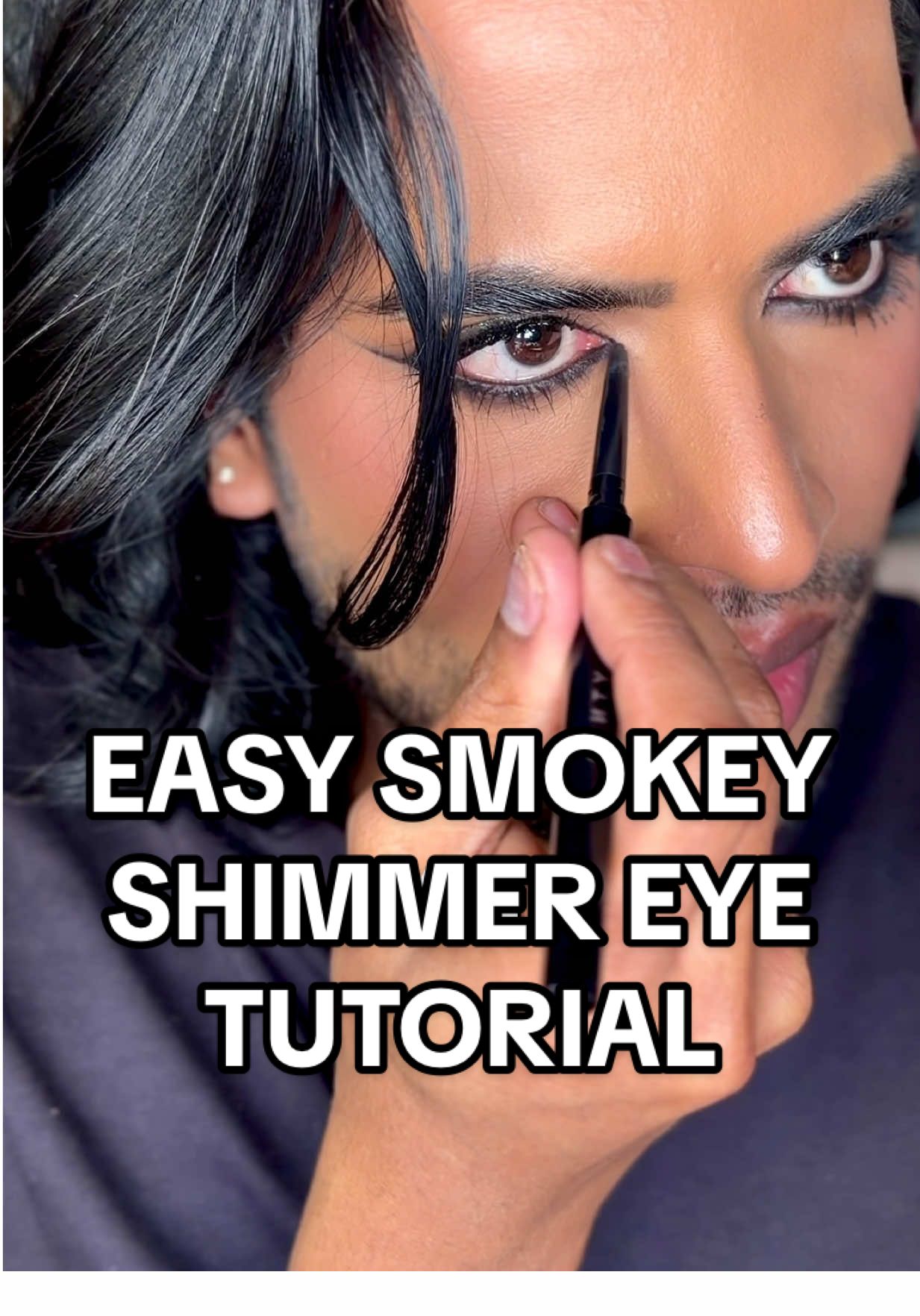 TikTok post by @adityamadiraju for Fenty Beauty. Caption reads: Easiest Smokey Shimmer Eye with @Fenty Beauty Fine....