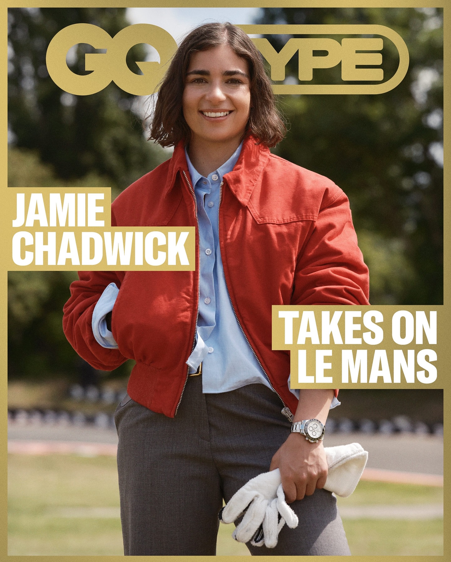 Instagram post by @britishgq for ROLEX. Caption reads: On the first lap of Jamie Chadwick’s most recent....