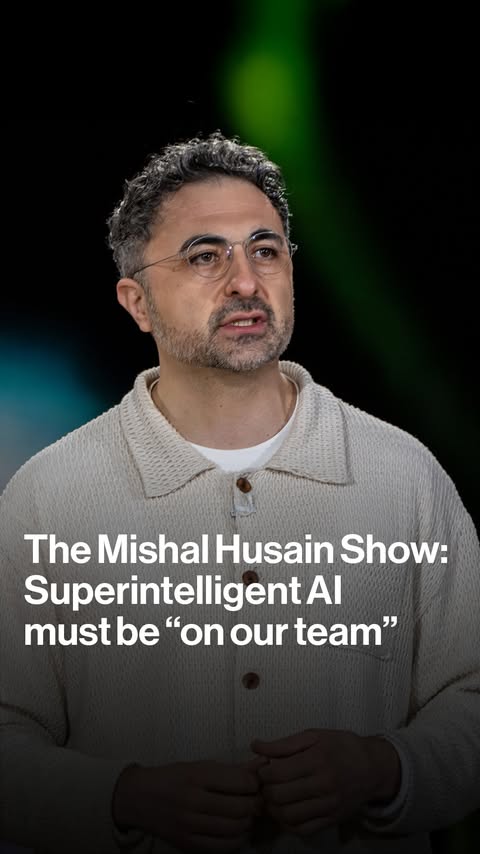 Instagram post by @mishalhusain for Bloomberg. Caption reads: Microsoft AI CEO Mustafa Suleyman says we must....