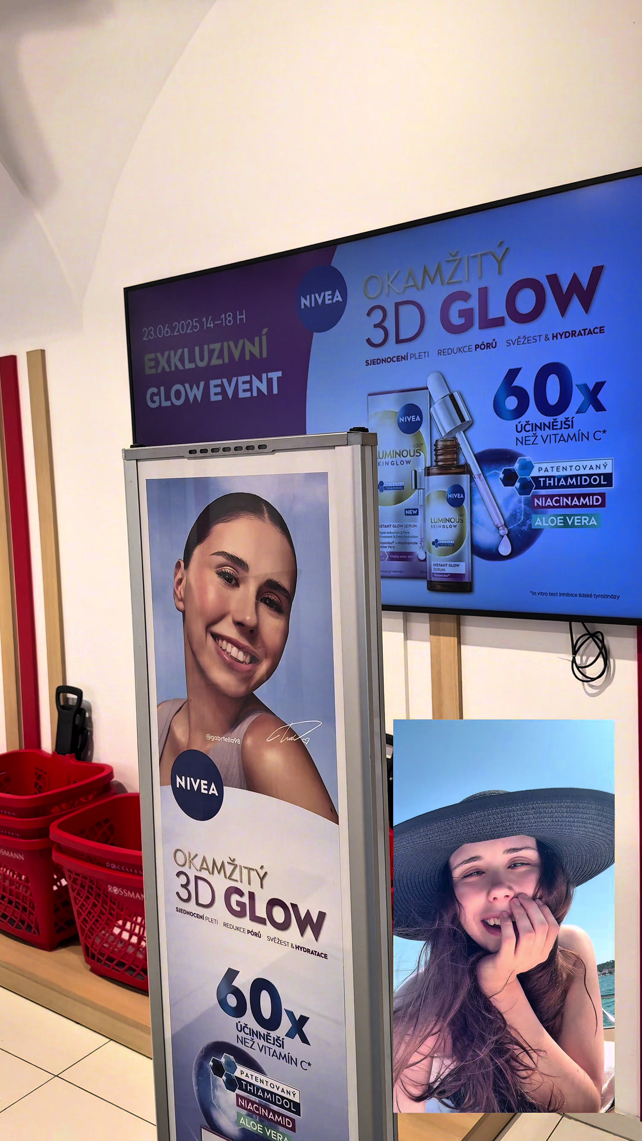 TikTok post by @gabr1ella98 for ROSSMANN. Caption reads: Do 11.7. si v @ROSSMANN můžete zdarma zkusit....