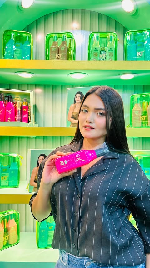 Instagram post by @aish_oishe for KT Professional. Caption reads: KT Professional 1st Salon Approved Haircare Brand…....