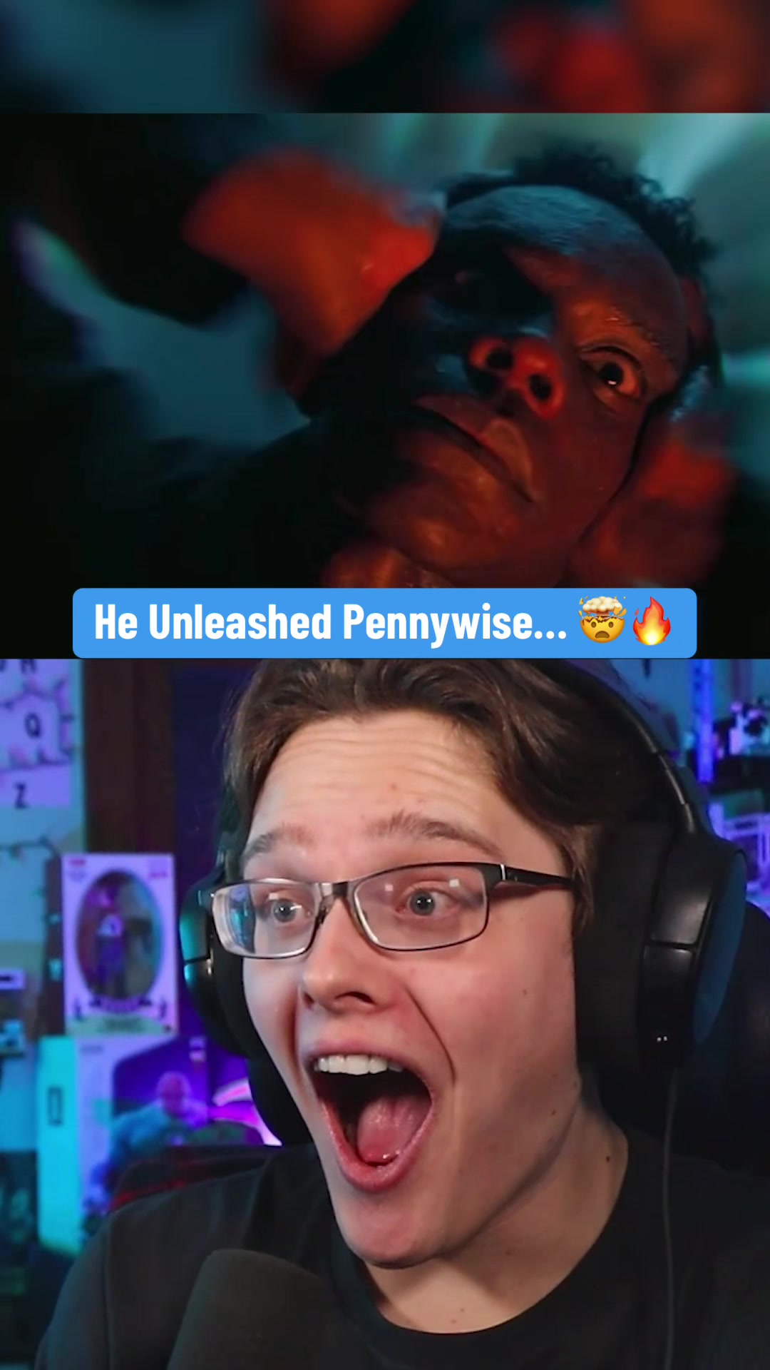 TikTok post by @dravenreacts for Max. Caption reads: He Unleashed Pennywise… 🤯🔥 #itwelcometoderry....